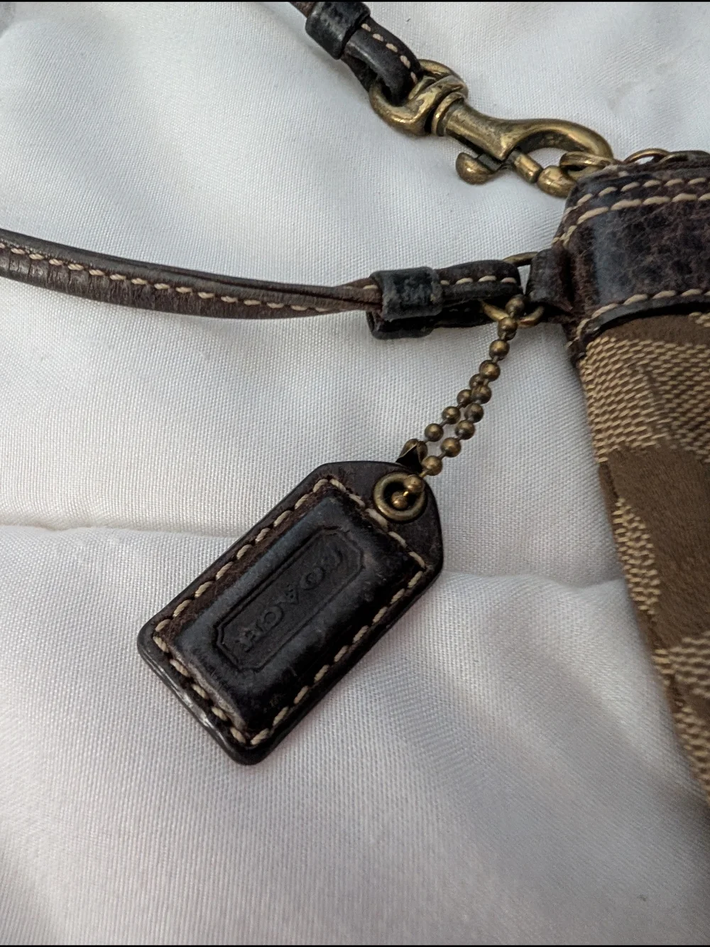 Coach Brown Signature Canvas Wristlet